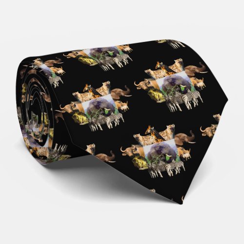 Bull Elephant Wildlife Frame Neck Tie