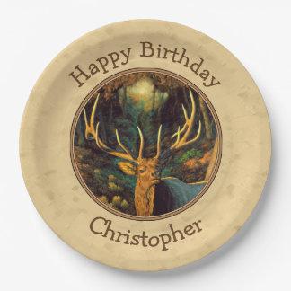 Bull Elk Autumn Yellow Paper Plates