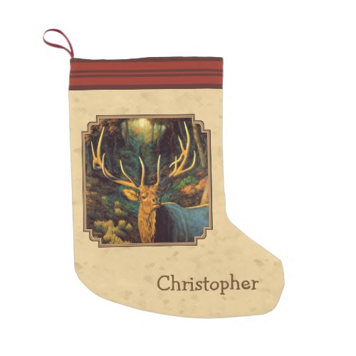 Bull Elk Autumn Yellow Small Christmas Stocking