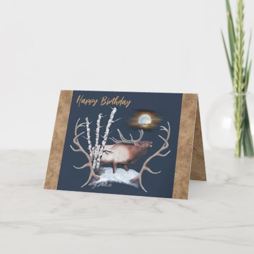 Bull Elk Birthday Card