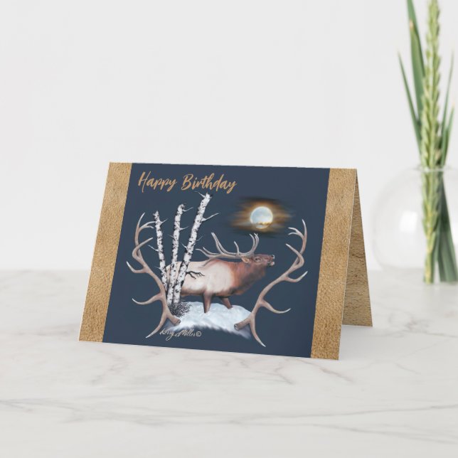 Bull Elk Birthday Card (Front)