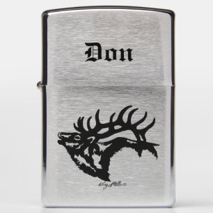 Bull Elk Black Silhouette Zippo Lighter
