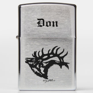 Bull Elk Black Silhouette Zippo Lighter