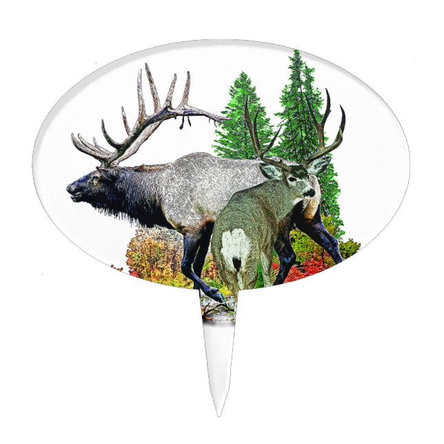 Bull elk  buck deer cake topper (Front)