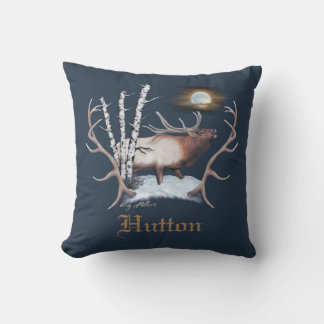 Bull Elk Bugling Throw Pillow