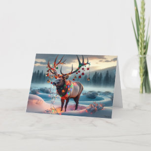 BULL ELK CHRISTMAS - CHRISTMAS TREE DESTROYED HOLIDAY CARD