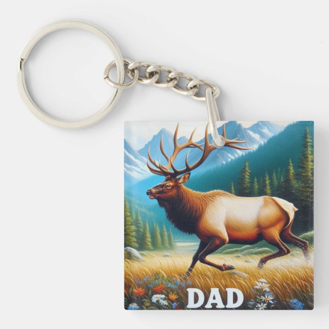 Bull Elk Dad Keychain (Front)
