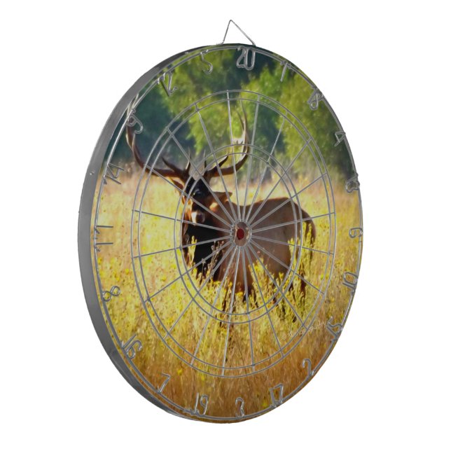 Bull Elk Dartboard With Darts (Front Left)