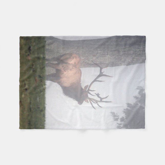 Bull Elk Fleece Blanket (Front (Horizontal))