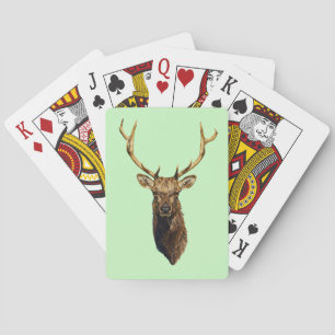Bull Elk Head animal nature wildlife art Poker Cards