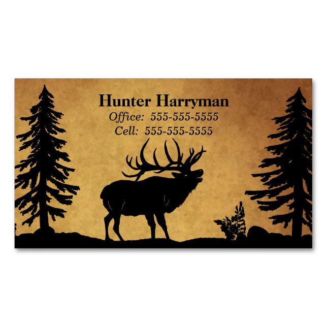 Bull Elk Hunter Outfitters Professional Business Card Magnet (Front)