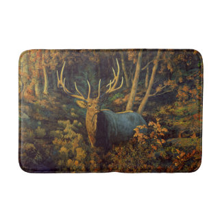 Bull Elk in Autumn Forest Bath Mat