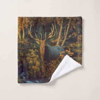 Bull Elk in Autumn Forest Bath Towel Set