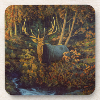 Bull Elk in Autumn Forest Beverage Coaster