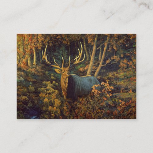 Bull Elk in Autumn Forest Business Card