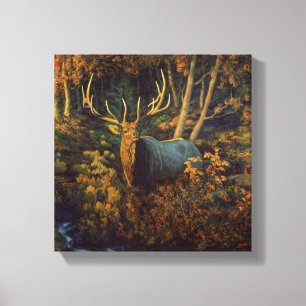 Bull Elk in Autumn Forest Canvas Print