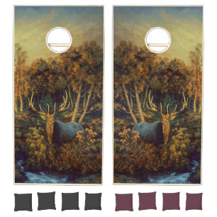 Bull Elk in Autumn Forest Cornhole Set