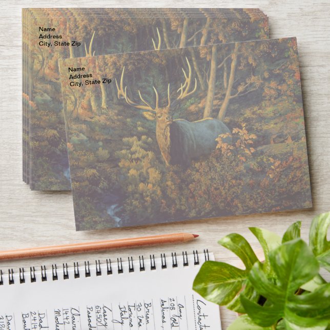 Bull Elk in Autumn Forest Envelope (Stacked)