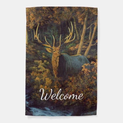 Bull Elk in Autumn Forest Garden Flag