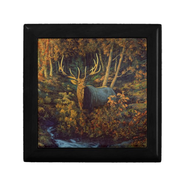 Bull Elk in Autumn Forest Gift Box (Front)