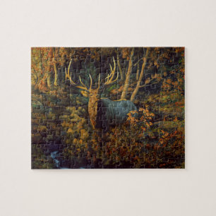 Bull Elk in Autumn Forest Jigsaw Puzzle