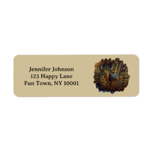 Bull Elk in Autumn Forest Label
