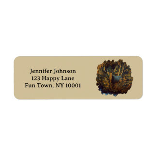 Bull Elk in Autumn Forest Label