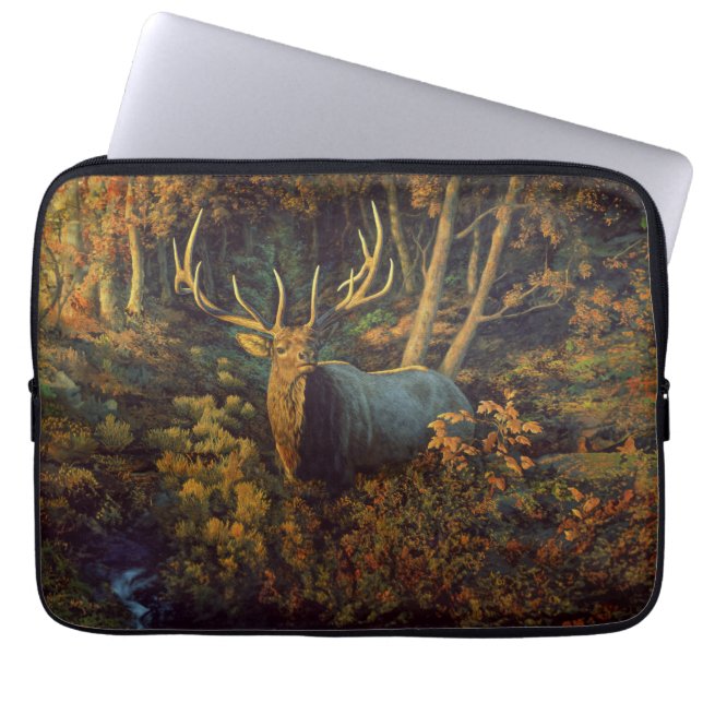 Bull Elk in Autumn Forest Laptop Sleeve (Front)