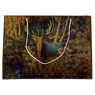 Bull Elk in Autumn Forest Large Gift Bag