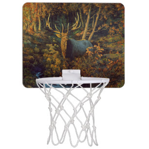Bull Elk in Autumn Forest Mini Basketball Hoop