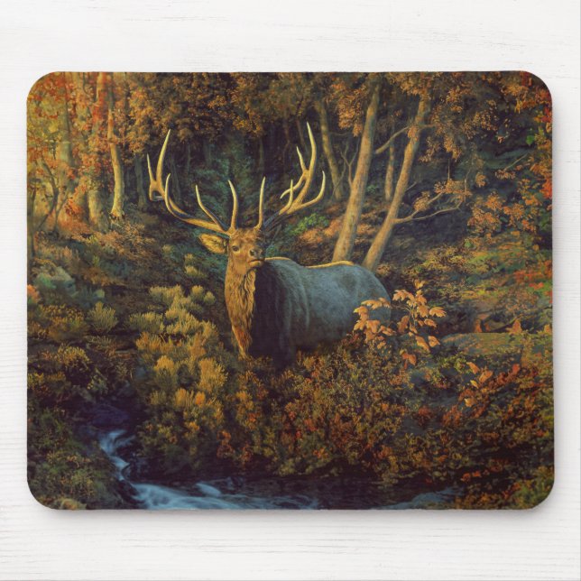Bull Elk in Autumn Forest Mouse Pad (Front)