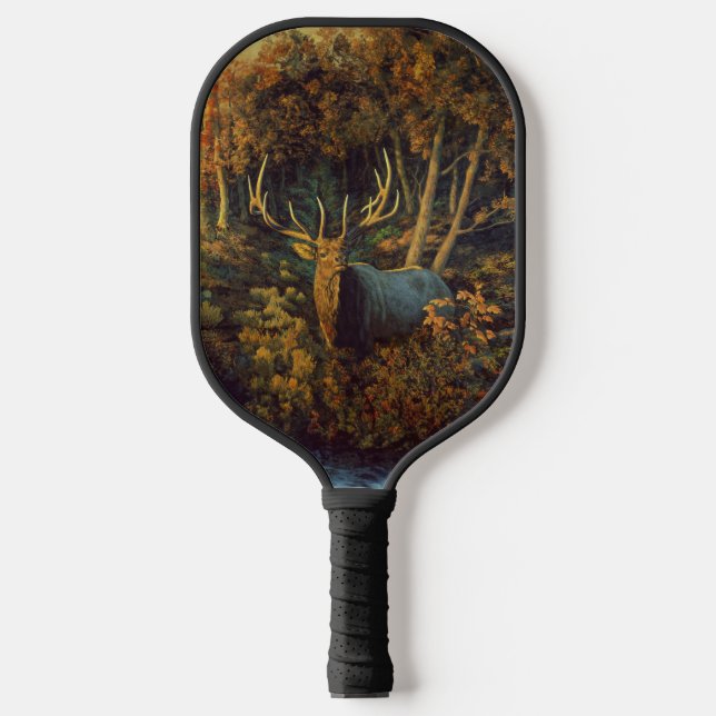 Bull Elk in Autumn Forest Pickleball Paddle (Front)