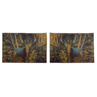 Bull Elk in Autumn Forest Pillow Case