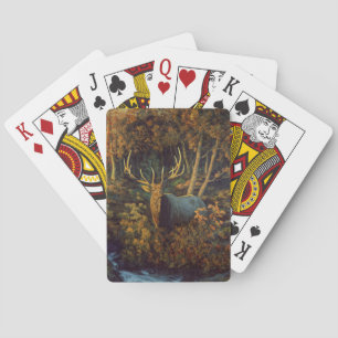 Bull Elk in Autumn Forest Poker Cards