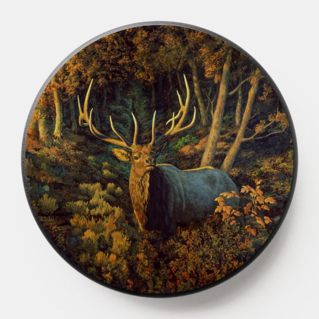 Bull Elk in Autumn Forest PopSocket (Popsocket)