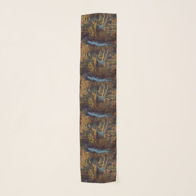 Bull Elk in Autumn Forest Scarf (Front)