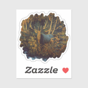 Bull Elk in Autumn Forest Sticker