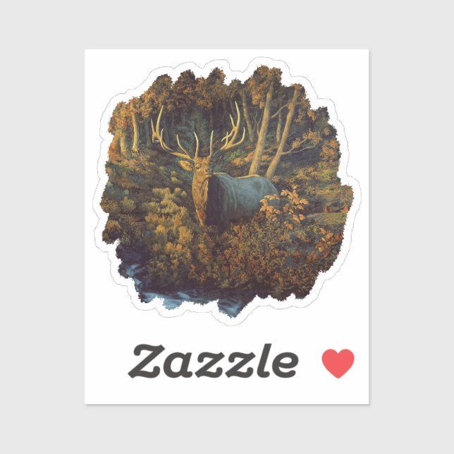 Bull Elk in Autumn Forest Sticker (Sheet)