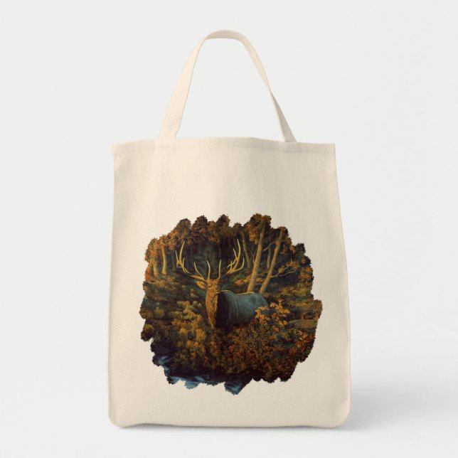 Bull Elk in Autumn Forest Tote Bag (Front)