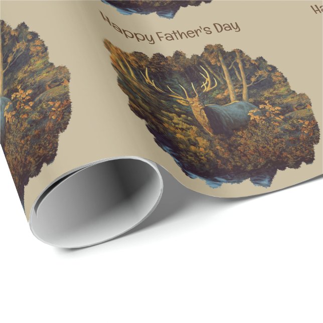 Bull Elk in Autumn Forest Wrapping Paper (Roll Corner)