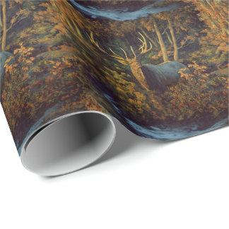 Bull Elk in Autumn Forest Wrapping Paper