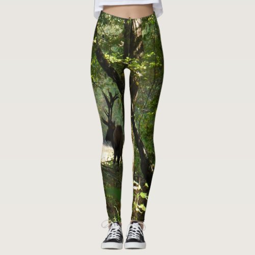 Bull Elk in the sun Camo Camouflage Leggings