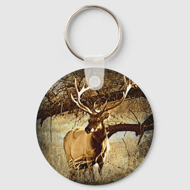 Bull Elk Keychain (Front)
