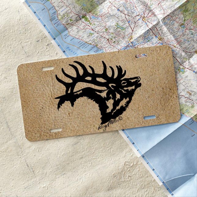 Bull Elk License Plate (In Situ)