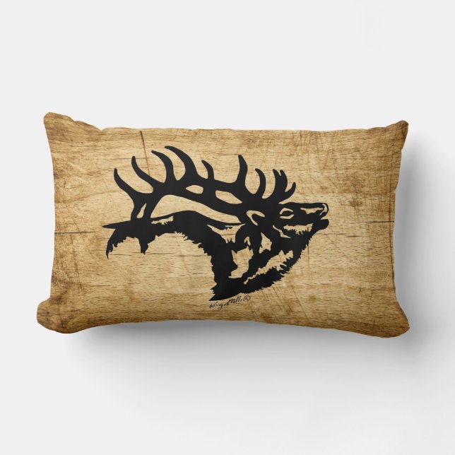 Bull Elk Lumbar Pillow (Front)