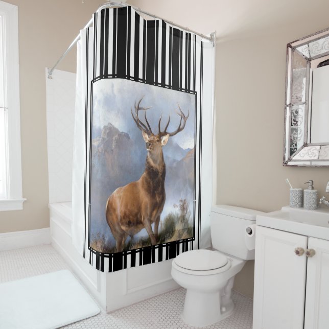 Bull Elk Monarch of Glen Wilderness Shower Curtain (In Situ)