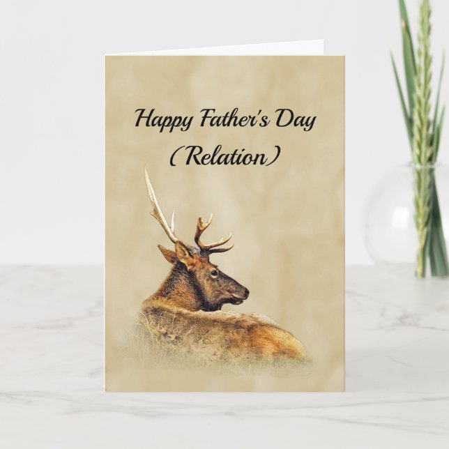 Bull Elk photo Reclining in Grassy Field Card (Front)