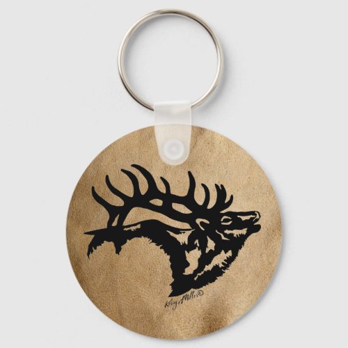 Bull Elk Silhouette Keychain