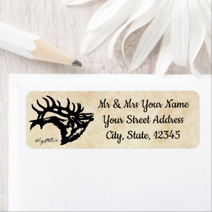 Bull Elk Silhouette Label