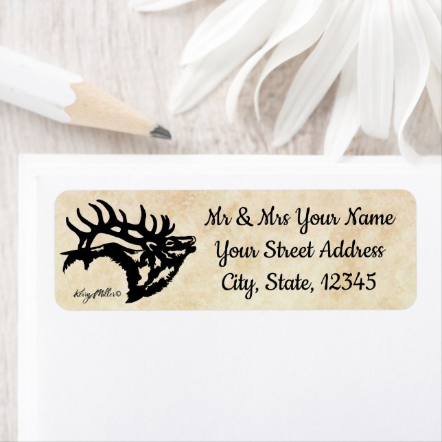 Bull Elk Silhouette Label (Insitu)